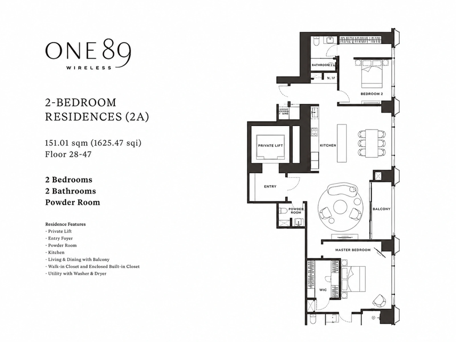 ONE89 Wireless Floor Plan 2 Bedroom (2A)