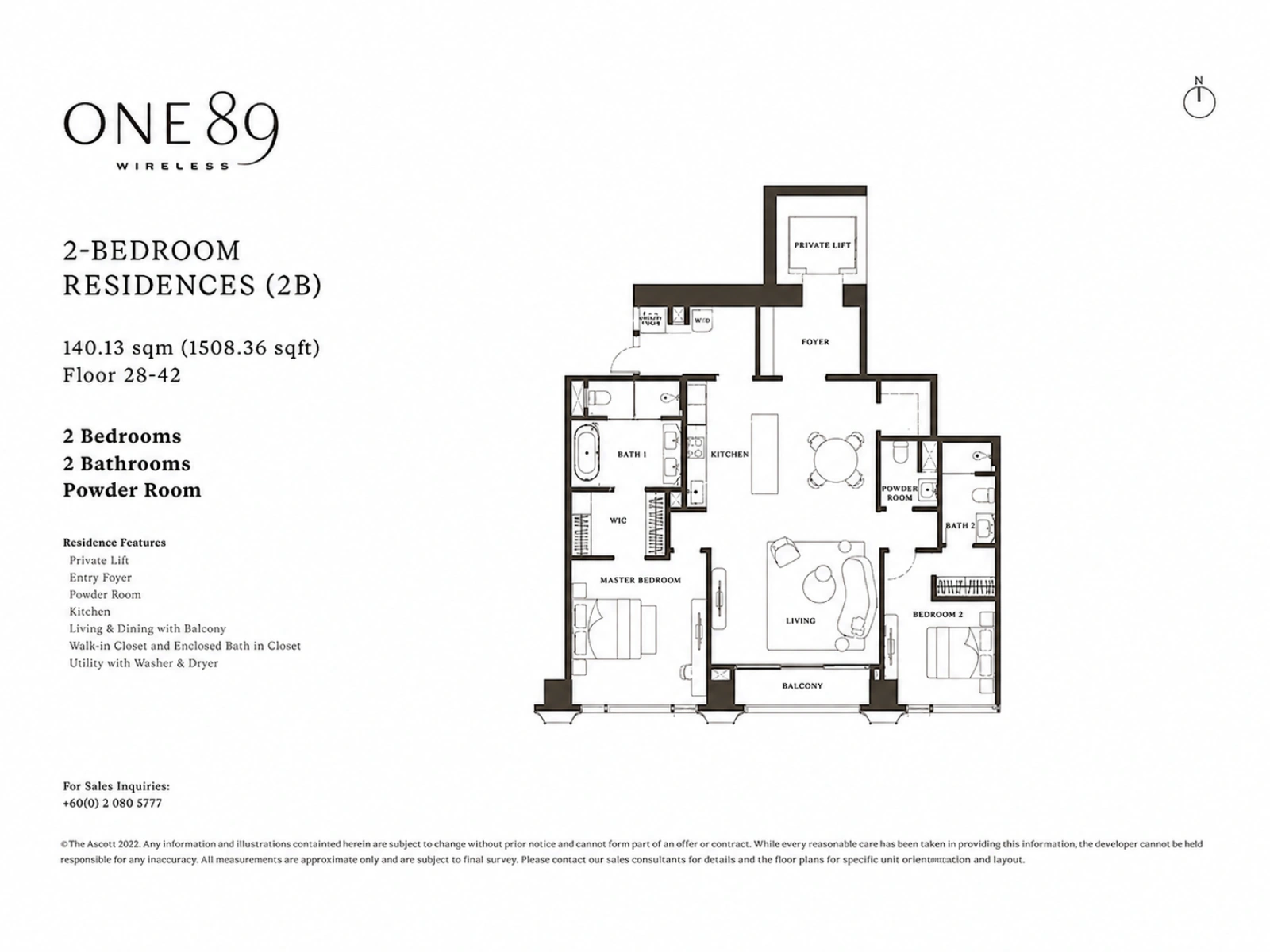 ONE89 Wireless Floor Plan 2 Bedroom (2B)